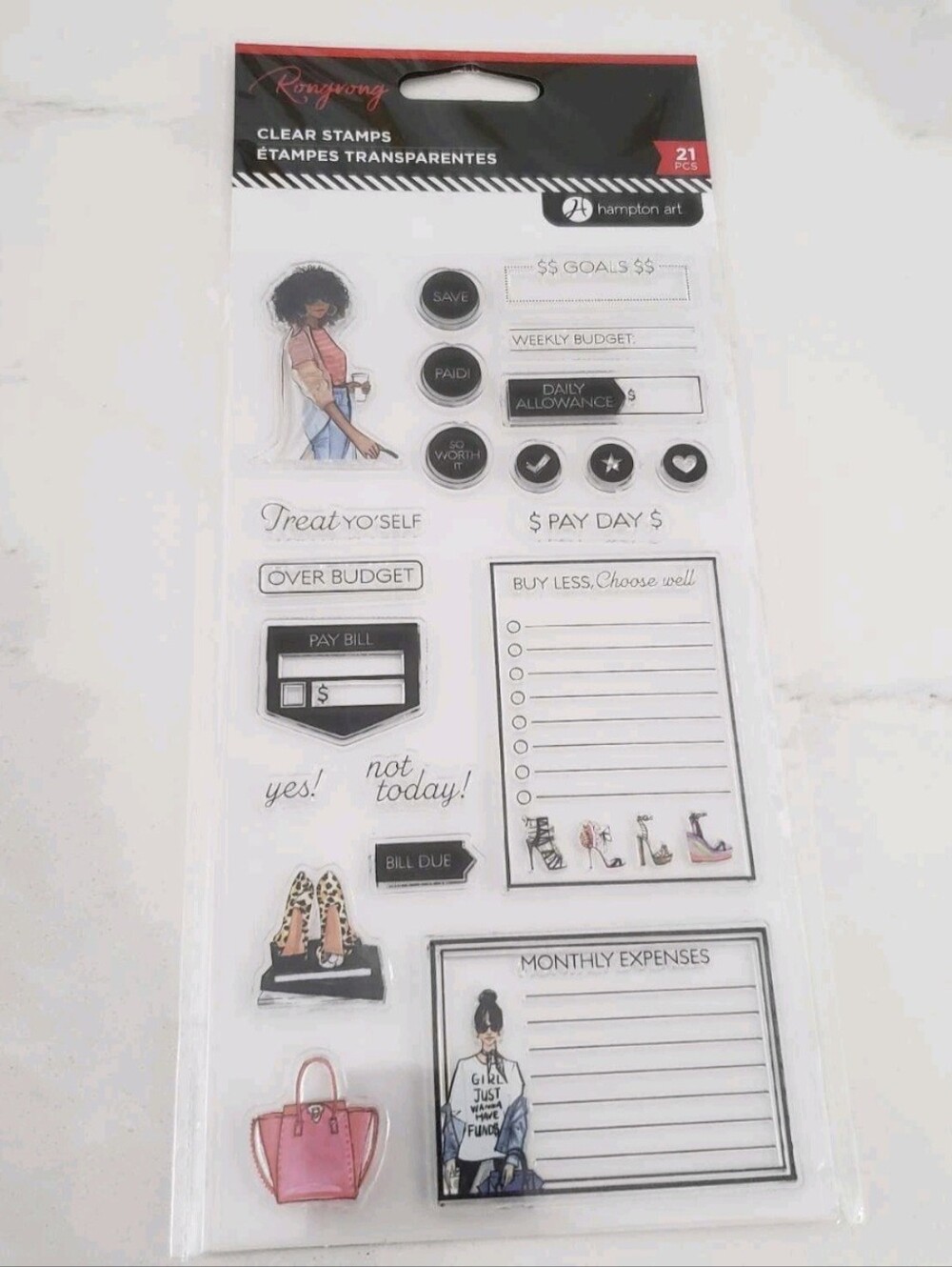 Rongrong By Hampton Art Clear Planner Stamps - Budgeting Set